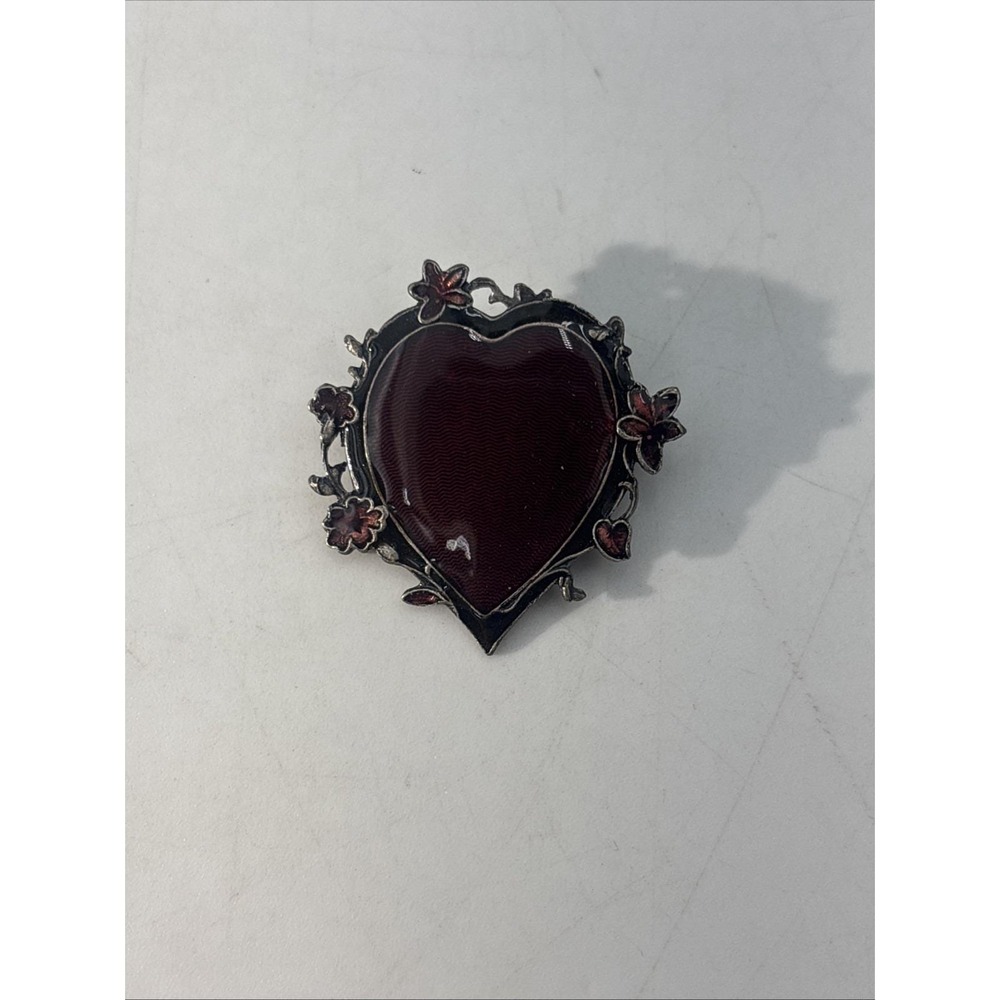 Vintage Catherine Popesco Enamel Heart Brooch Pin Artist Signed Made in France